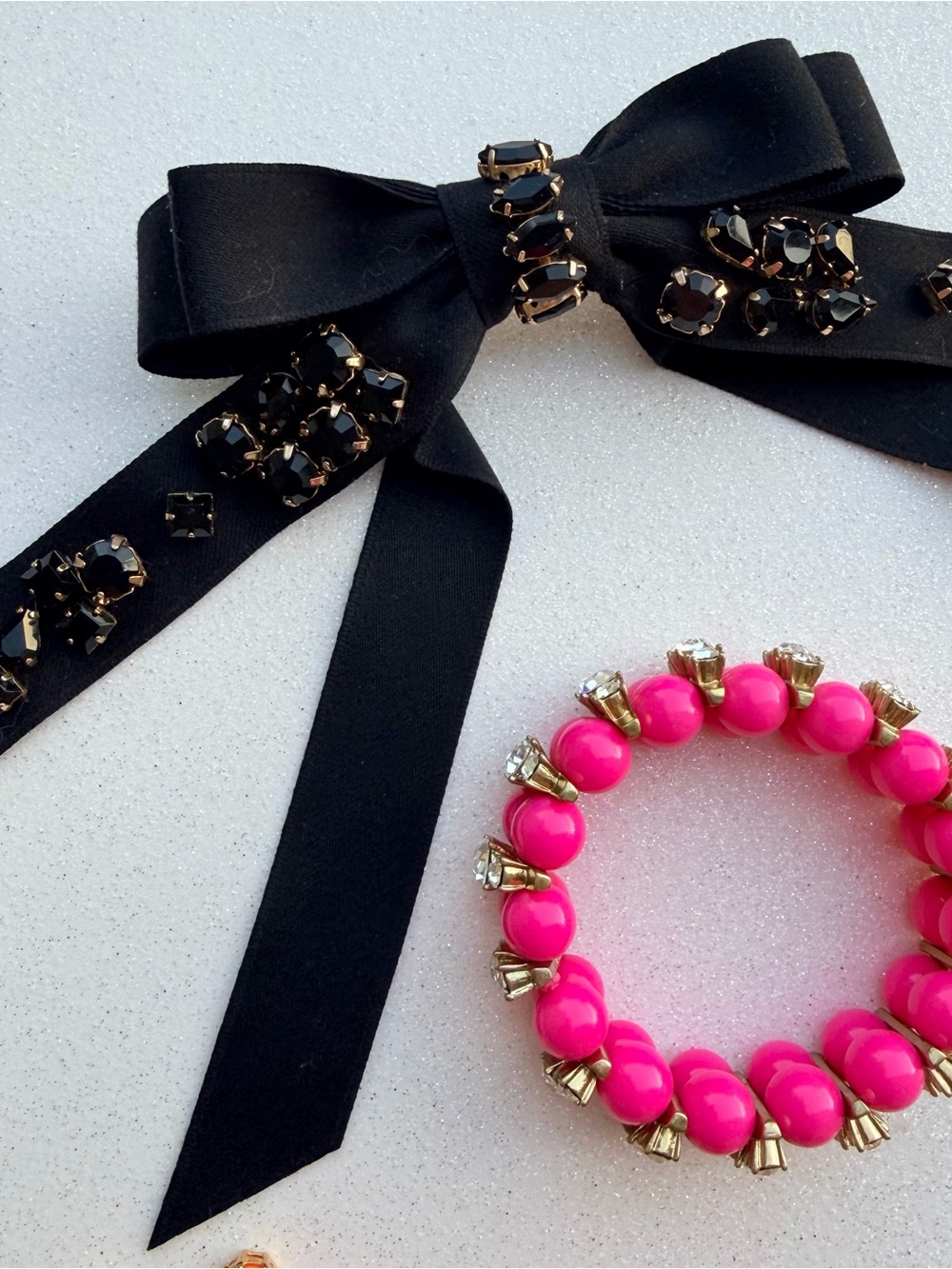 J. Crew/Madewell Accessory/Jewelry LOT: Hair Clip, Necklace, Bracelet Bow Neon - Picture 2 of 9